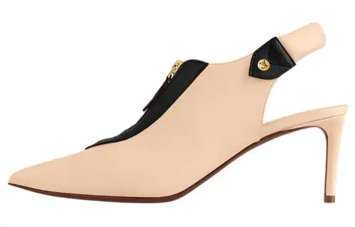 LOUIS VUITTON Cow Leather Slim Heel High Heels 6.5cm Women's Beige