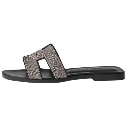 HERMES Oran Slide Slippers Women's Black