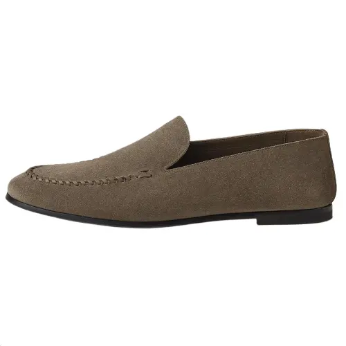 HERMES Suede Loafers Men's Dark Umber