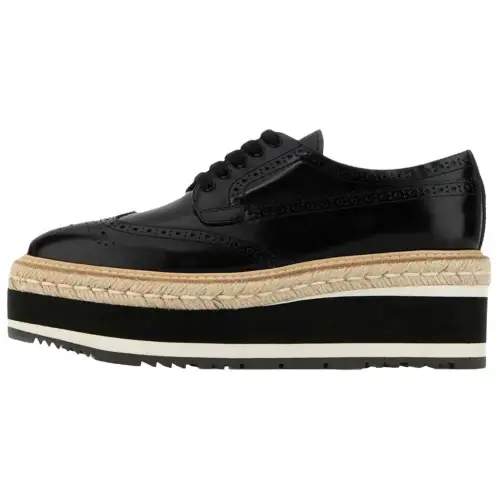 PRADA Leather Casual Shoes 6CM Women's Black