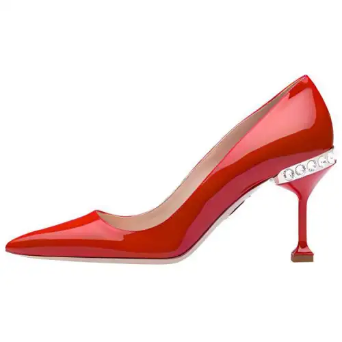 MIU MIU Leather Slim Heel High Heels Women's Red