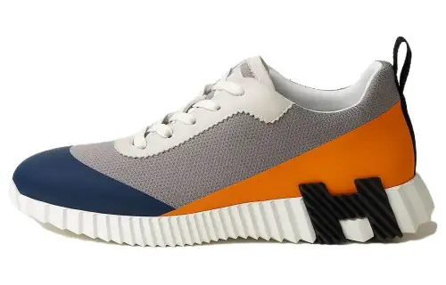 HERMES Bouncing Low top Casual Shoes Men's Gray Blue