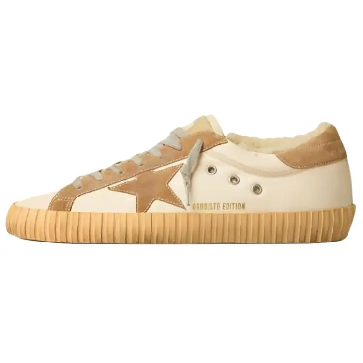 Golden Goose Super Star Comfortable Round Toe Low top Skateboard Shoes Men's Brown