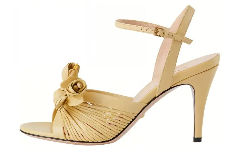 GUCCI Lovelight Leather One Strap Sandals Women's Yellow