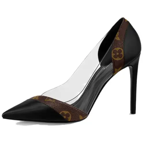LOUIS VUITTON Shake Leather Slim Heel High Heels 10.5cm Women's Black