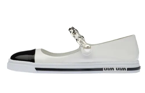 MIU MIU Flat Casual Shoes Women's White Black