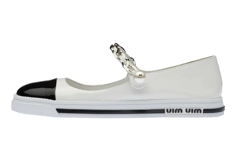 MIU MIU Flat Casual Shoes Women's White Black