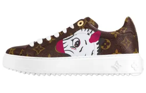 LOUIS VUITTON Time Out Canvas Low top Skateboard Shoes Women's Brown