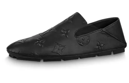 LOUIS VUITTON Driver Top Grain Cow Leather Casual Shoes Men's Black