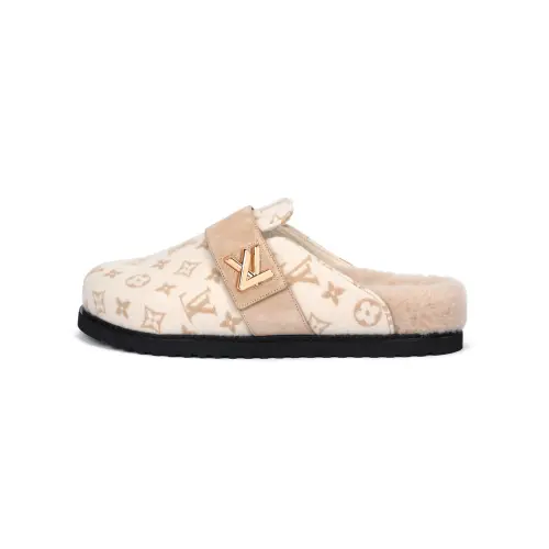 LOUIS VUITTON Closed Toe Slippers Women's Beige