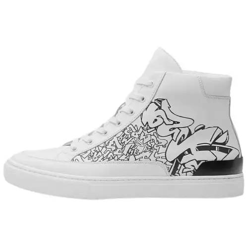 HERMES District Leather High top Stylish Skateboarding Shoes Men's White