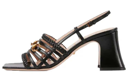 GUCCI Leather One Strap Sandals 7.5cm Women's Black