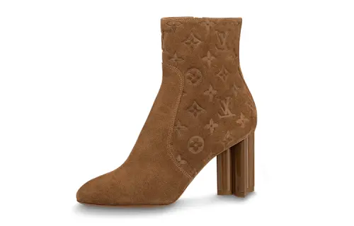LOUIS VUITTON Silhouette Leather Ankle Boots 8cm Women's Cognac Brown