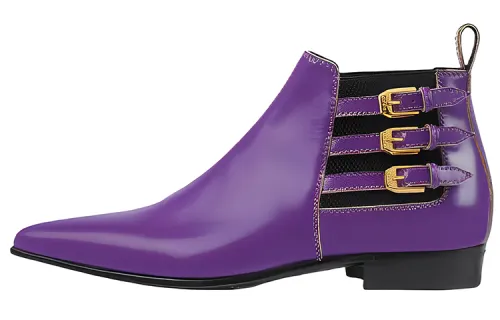 GUCCI Leather Ankle Boots Women's Purple