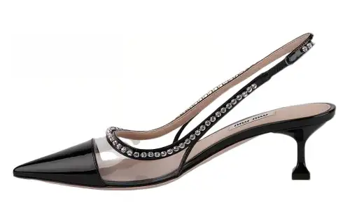 MIU MIU Leather Slim Heel High Heels 5.5cm Women's Black