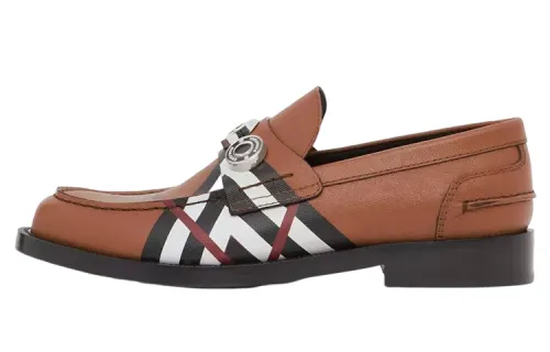Burberry Logo-detail Leather Loafers