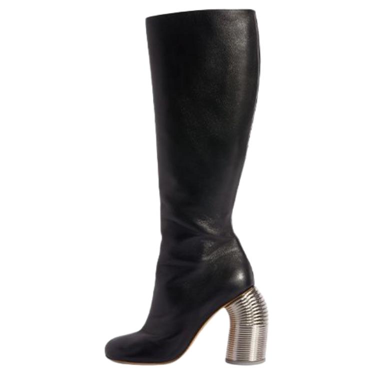 OFF WHITE Silver Spring Knee high Leather Boots Women's