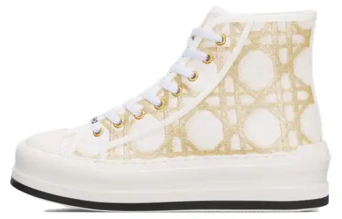 DIOR High top Skateboard Shoes Women's Ecru