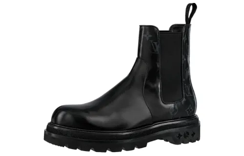 LOUIS VUITTON Black Ice Louis Vuitton Short Chelsea Boots Men's Graphite