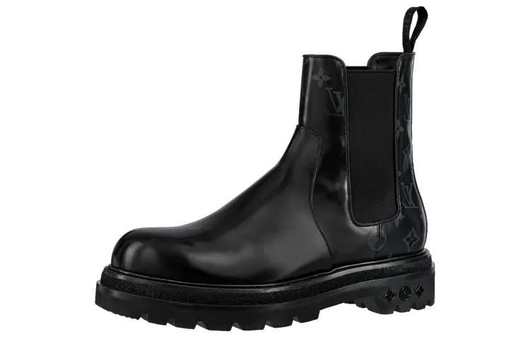 LOUIS VUITTON Black Ice Louis Vuitton Short Chelsea Boots Men's Graphite