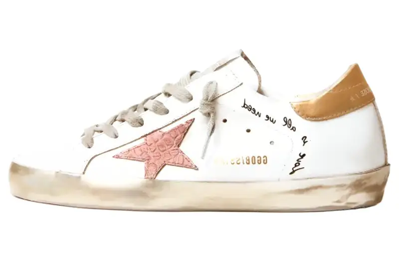 Golden Goose Super Star Stylish Skateboarding Shoes Women's White Yellow Distressed