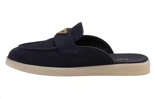 PRADA Triangle-logo Suede Slippers