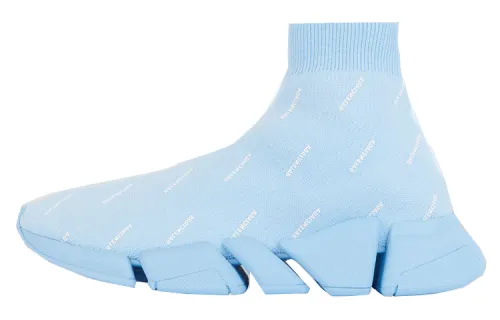 Balenciaga All Over Logo Speed 2.0 Light Blue Women's