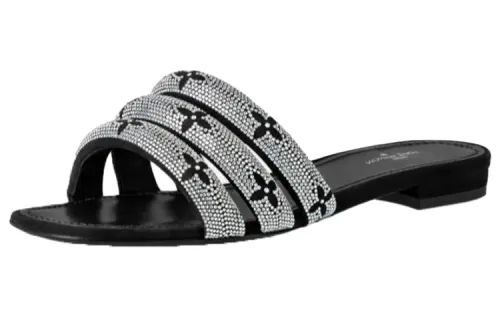 LOUIS VUITTON Appeal Slide Slippers Women's Black Silver