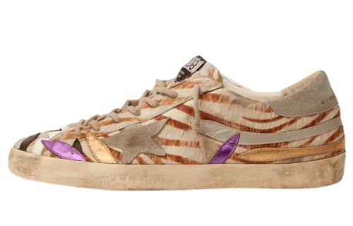 Golden Goose Super Star Leather Stylish Skateboarding Shoes Men's Brown