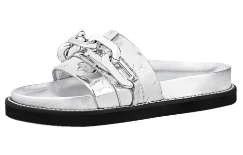 LOUIS VUITTON Sunset Slide Slippers Women's Silver