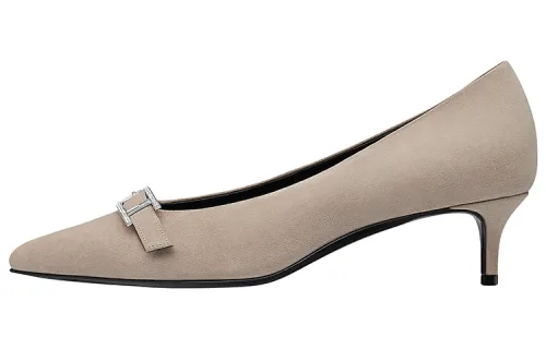 HERMES Blush Fashion Slim Heel High Heels 4cm Women's Beige