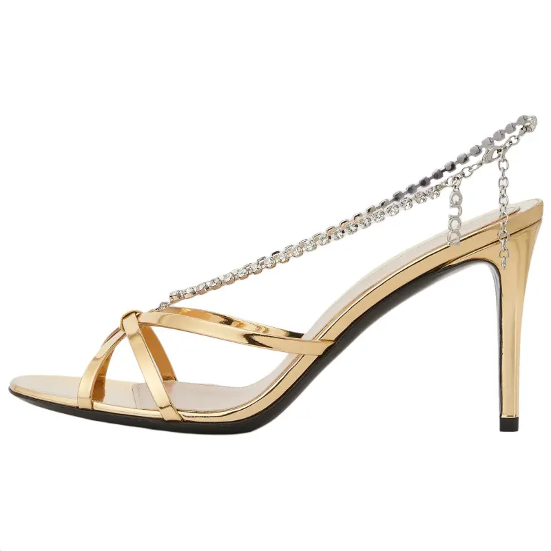 GUCCI Leather One Strap Sandals 8.5cm Women's Gold