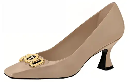 LOUIS VUITTON Rotary Patent Leather Chunky Heel High Heels 6.5cm Women's Umber