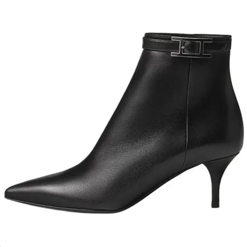 HERMES Blanche Ankle Boots 6CM Women's Black