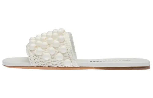 MIU MIU Slide Slippers Women's White