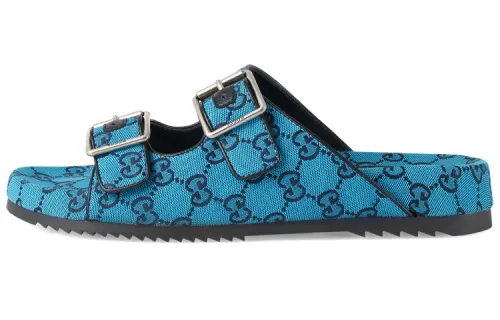 Gucci Slide Sandal Strap 'Light Blue Monogram'