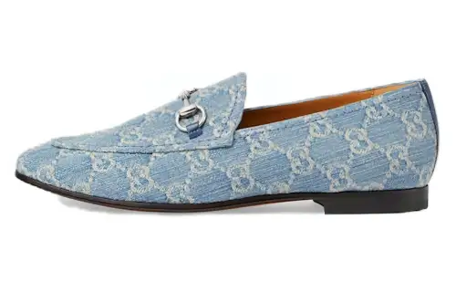 GUCCI Jordaan Denim Loafers Women's Blue