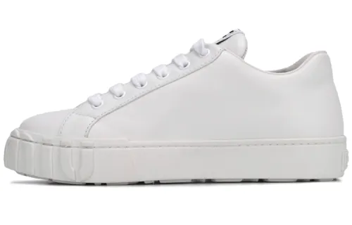 MIU MIU Leather Low top Stylish Skateboarding Shoes Women's White