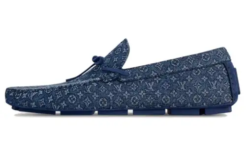 LOUIS VUITTON Driver Denim Loafers Men's Blue