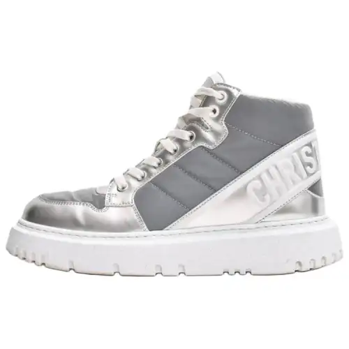 DIOR D Player Mid top Skateboard Shoes Women's Silver Gray
