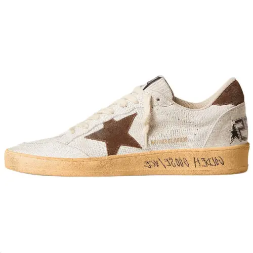 Golden Goose Ball Star Cow Leather Low top Skateboard Shoes Women's White Umber