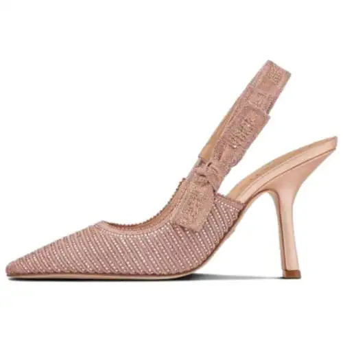 DIOR J'Adior Cotton Fabric Slim Heel High Heels Women's Pink