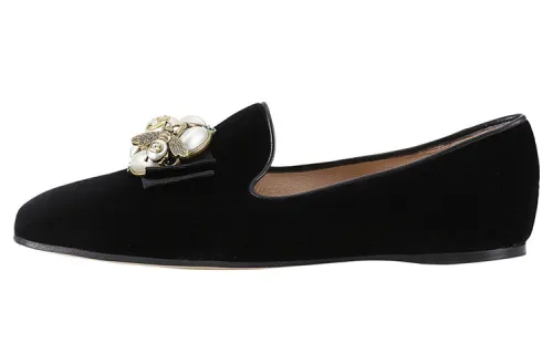 GUCCI Velvet Ballet Flat With Bee