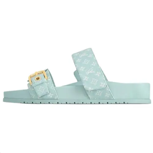 LOUIS VUITTON Bom Dia Slide Slippers Women's Blue