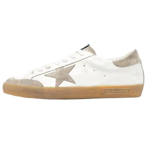 Golden Goose Super Star Low top Skateboard Shoes Men's White Brown Distressed