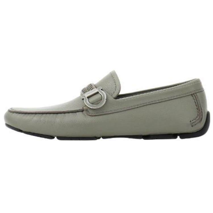 FERRAGAMO Gancini Sheepskin Loafers Men's Light Green
