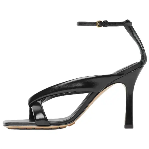 Bottega Veneta Riva Leather One Strap Sandals 9cm Women's Black
