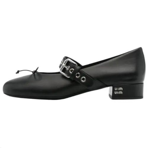 MIU MIU Chunky Heel Mary Jane Shoes 3cm Women's Black