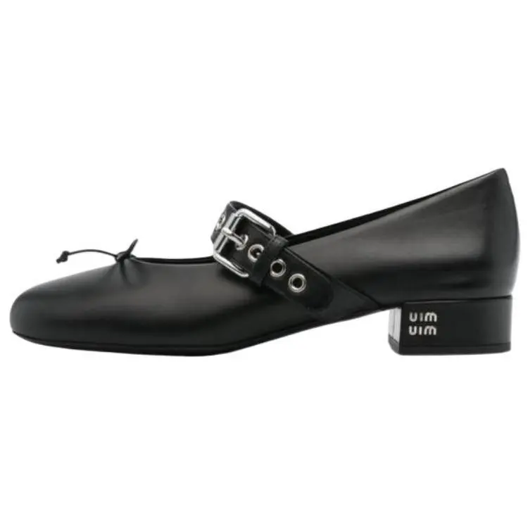MIU MIU Chunky Heel Mary Jane Shoes 3cm Women's Black