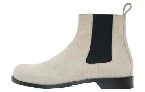 LOEWE Campo Calfskin Short Chelsea Boots Men's Beige Gray